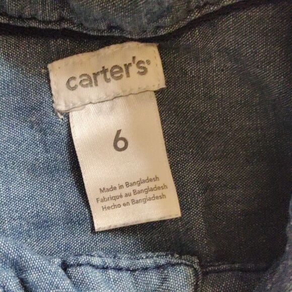 Carters Denim Button Up Shirt size 6 Long Sleeve Cotton Spring Easter - Picture 2 of 5